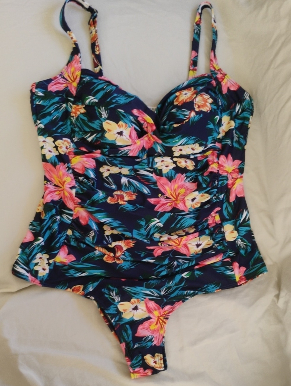 Floral Navy One-Piece Swimsuit Sz XXL By Ekouaer